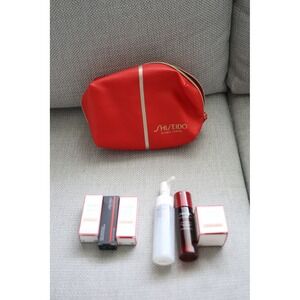 Shiseido Ginza Tokyo Red Cosmetic Bag + Skincare Set‎ Travel Size NEW